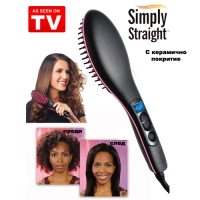 Kерамична четка за изправяне на коса Simply Straight, Черна