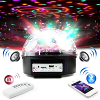 LED Диско топка Rainbow, 18W , Музикален плеър, Дистанционно, Bluetooth, Черен