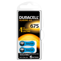 Батерии Duracell за слухово апаратче ZA 675, 6 броя