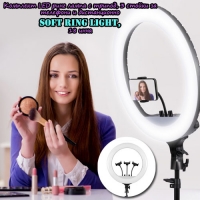 LED ринг лампа с трипод, 3 стойки за телефони и дистанционно Soft Ring Light 18 инча