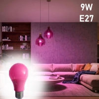 Мощна розова LED крушка 9w E27 PINK, за дома и градината