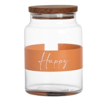 Стъклен буркан за съхранение на храни Happy,  890ml