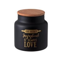 Стъклен буркан за съхранение The secret, Черен, 635ml