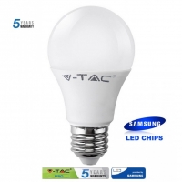 LED крушка VTAC 11W 6400K Студена светлина, Е27, A60, термопластик, нечуплива, 24 мес. гар.